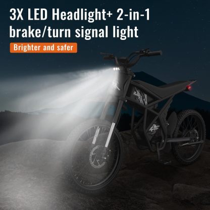 Electric Dirt Bike, 2400W(Peak) Electric Motorbike, Max 37 MPH & 85 Mile Long Range(Upgraded)