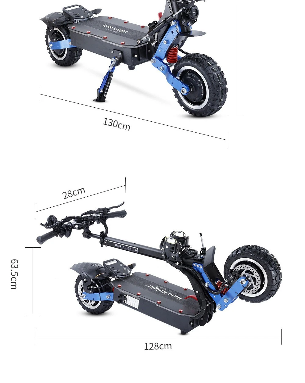 Halo Knight T108 Pro Electric Scooter 11'' Off-Road Tire 3000W*2 Motors 95Km/h Max Speed 60V 38.4Ah Battery 80KM Range 200KG Max load Front & Rear Turn Signal IPX4 Waterproof Dual Hydraulic Brakes Electric Brake