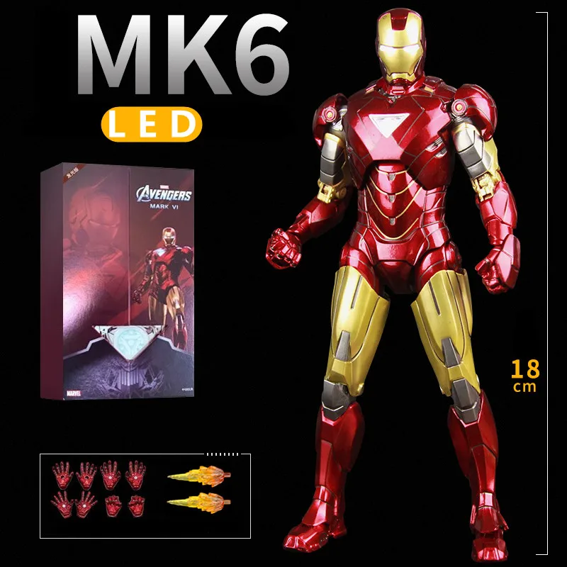 [NEW]Ironman Action Figure Movable Mark Toys 7 inches Light with Chest