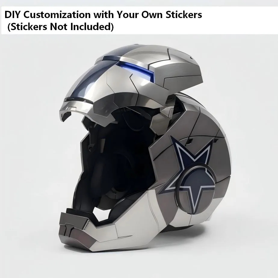 [NEW] Iron Man MK5 Helmet Full Silver – Voice + Remote + Touch Control Mask, 1:1 Wearable, Dallas-Inspired Style
