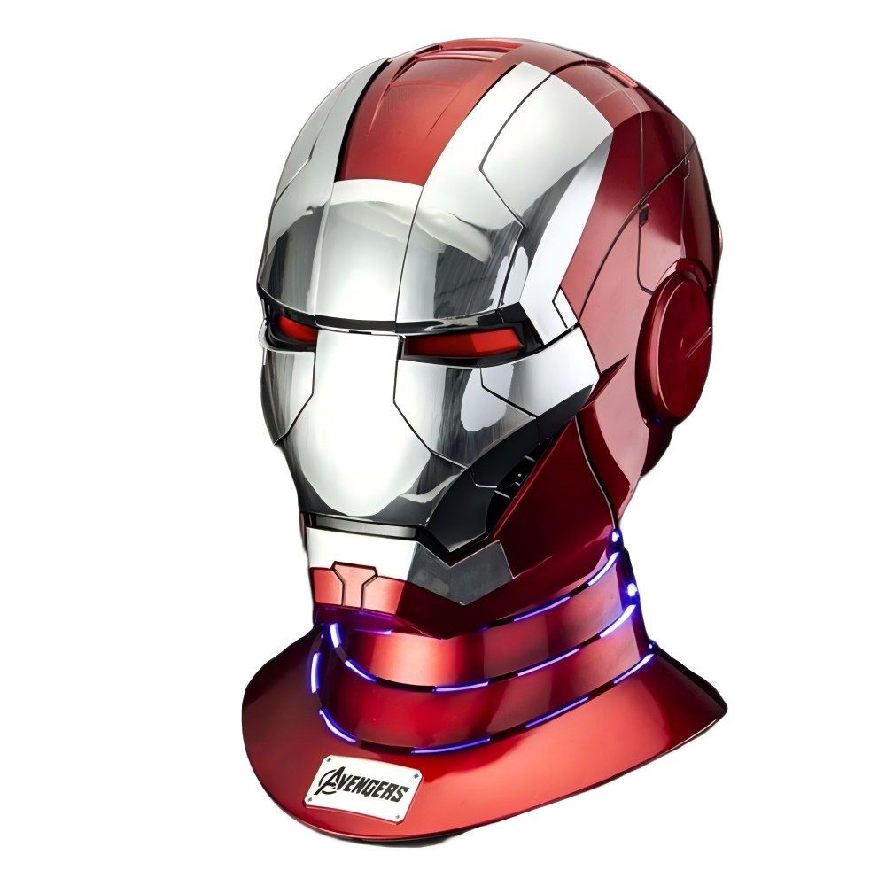 [NEW] Iron Man MK5 Helmet – Silver Red Edition | Voice Control + Remote + Touch Activated Electronic Mask, 1:1 Wearable Collectible