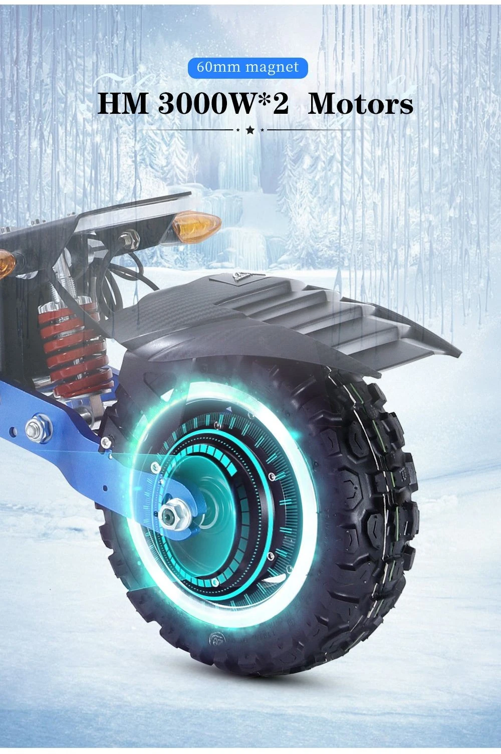 Halo Knight T108 Pro Electric Scooter 11'' Off-Road Tire 3000W*2 Motors 95Km/h Max Speed 60V 38.4Ah Battery 80KM Range 200KG Max load Front & Rear Turn Signal IPX4 Waterproof Dual Hydraulic Brakes Electric Brake