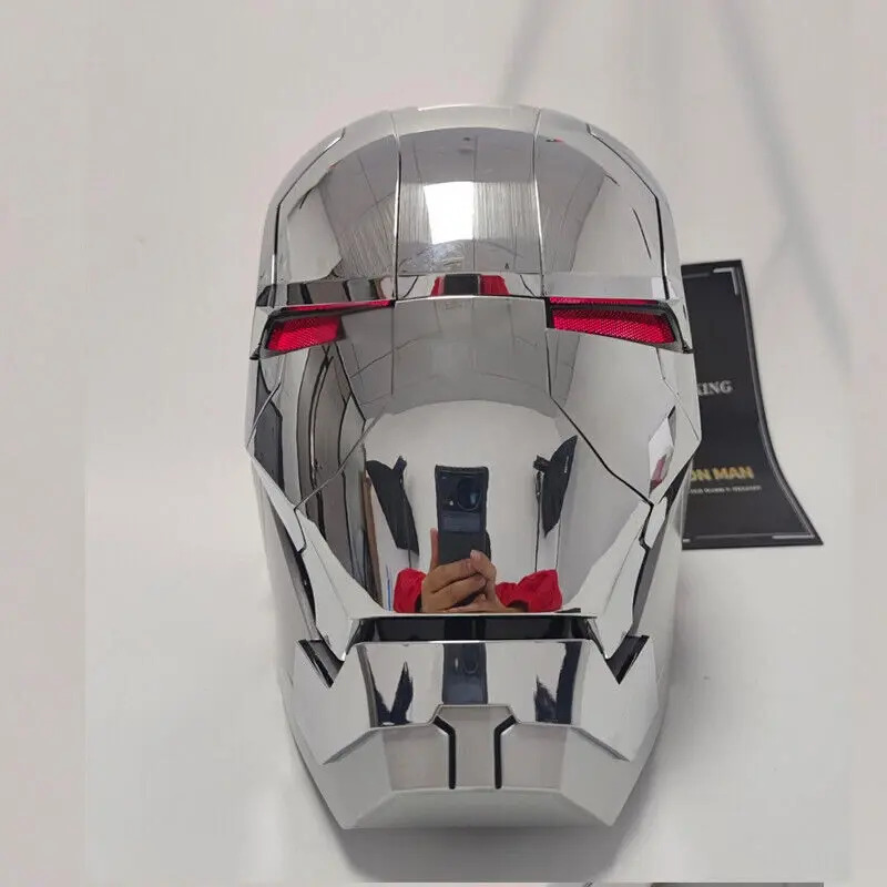 [NEW] Iron Man MK5 Helmet Full Silver – Voice + Remote + Touch Control Mask, 1:1 Wearable, Dallas-Inspired Style