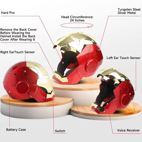 [NEW] Iron Man MK5 Helmet – Gold Red Edition | Voice Control + Remote + Touch Activated Electronic Mask, 1:1 Wearable Collectible