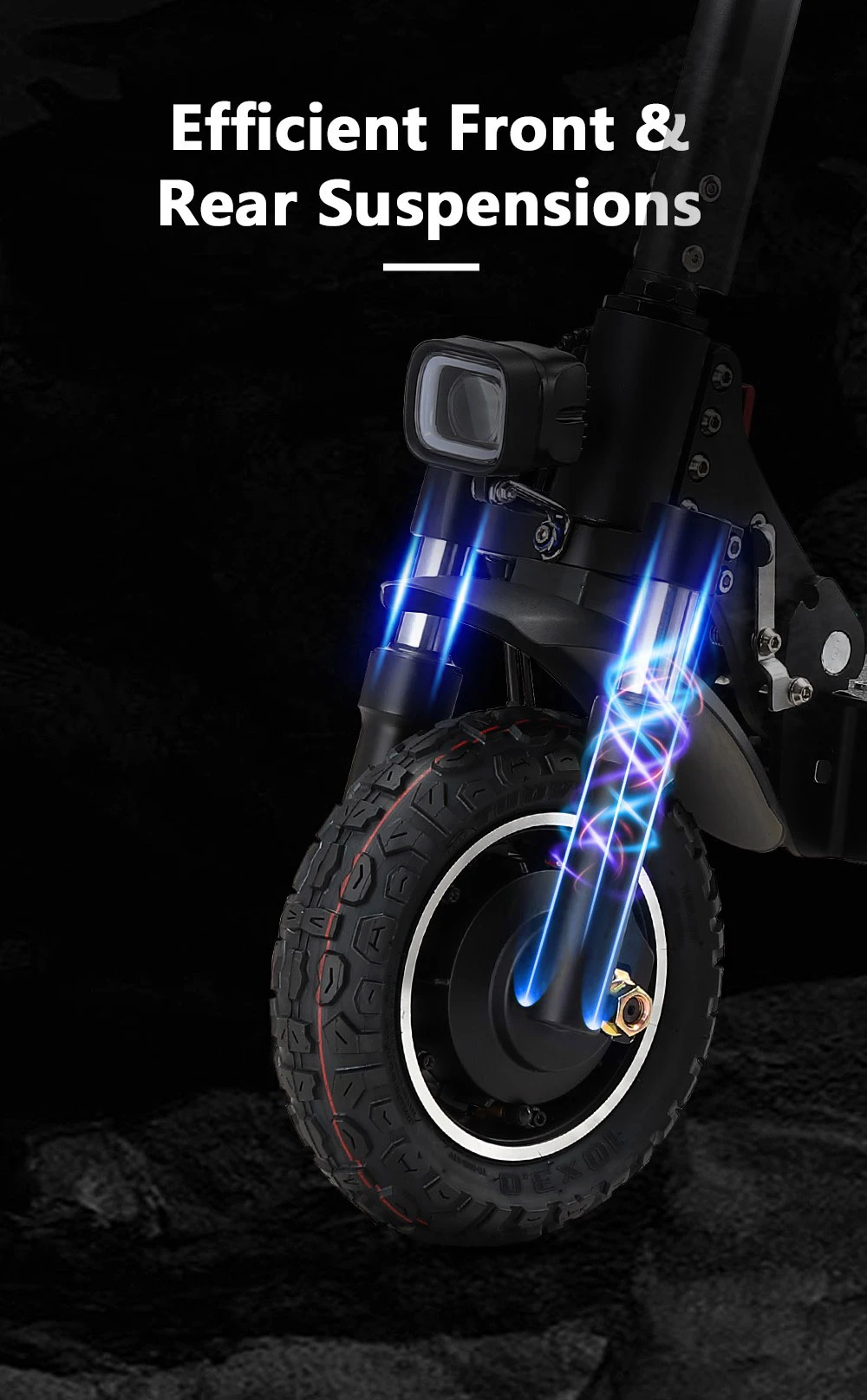 Halo Knight T104 Electric Scooter 10 inch Off-road Tires 1000W*2 Motor 65km/h Max Speed Remote control 52V 21Ah Battery 45km Range - Black