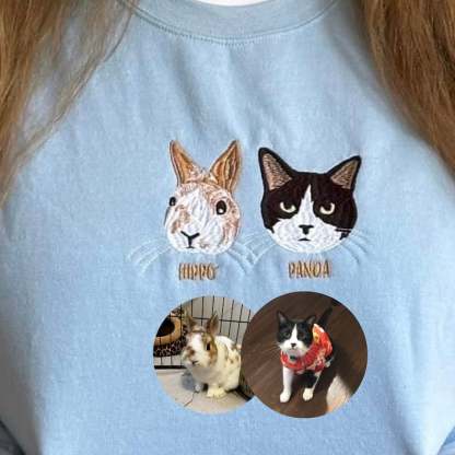 Custom Embroidered Pet Sweatshirt, Personalized with Your Pet's Photo Embroidery Hoodie