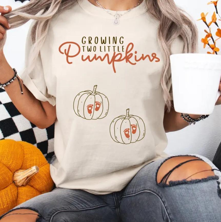 Growing A Little Pumpkin Halloween Couple Pregnancy Announcement Shirt