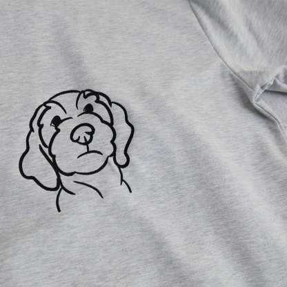 Custom Embroidered Pet Portrait Hoodie, Embroidered Pet Portrait on the Front and Back of Sweatshirt
