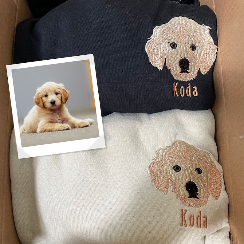Custom Embroidered Pet Sweatshirt, Personalized with Your Pet's Photo Embroidery Hoodie
