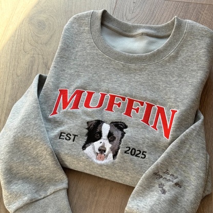 Custom Embroidered Sweatshirt With Pet Portrait