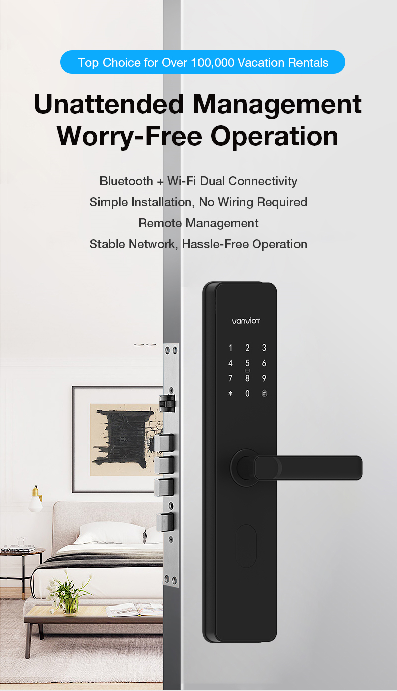 Vanviot ZT- S1 Affordable Smart Lock for Vacation Rentals - PMS Integration, OTA Sync (Airbnb/Booking), Keyless Entry & Dual Connectivity