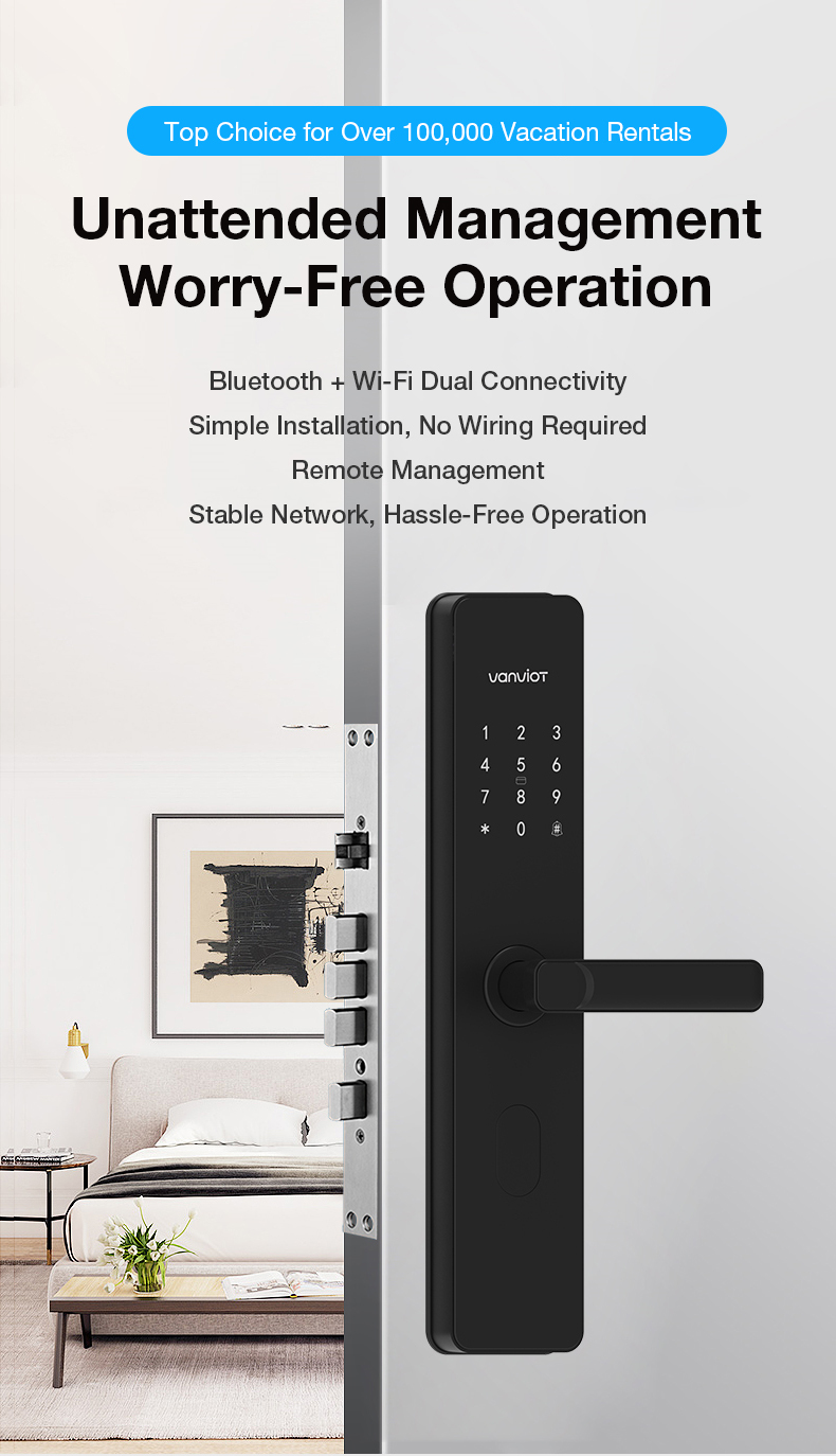 Vanviot ZT- S1 Affordable Smart Lock for Vacation Rentals - PMS Integration, OTA Sync (Airbnb/Booking), Keyless Entry & Dual Connectivity