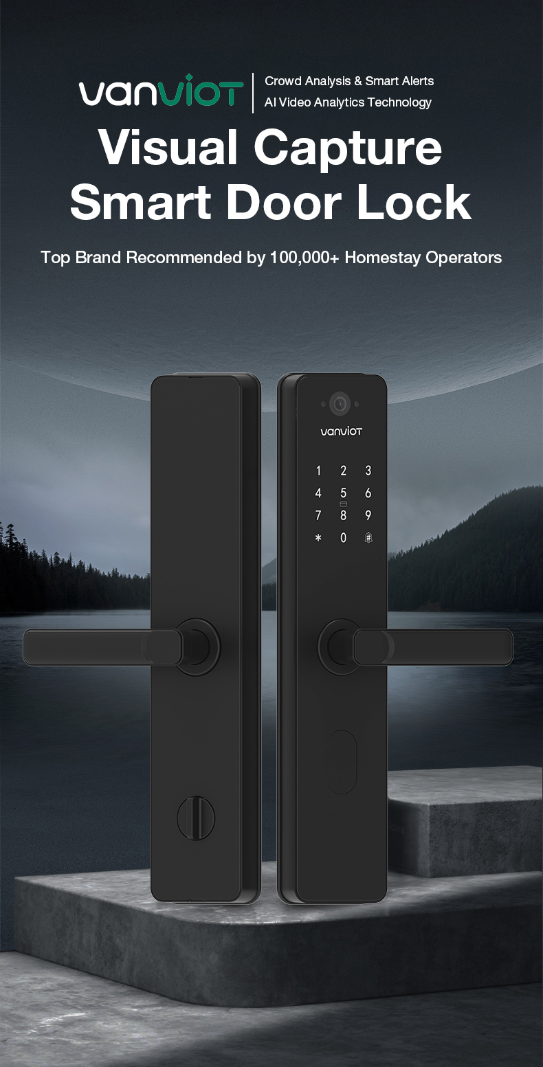 Vanviot ZT-S1 Pro AI Visual Capture Smart Lock for Airbnb - People Counting, Real-Time Alerts, PMS/OTA Sync, No Gateway