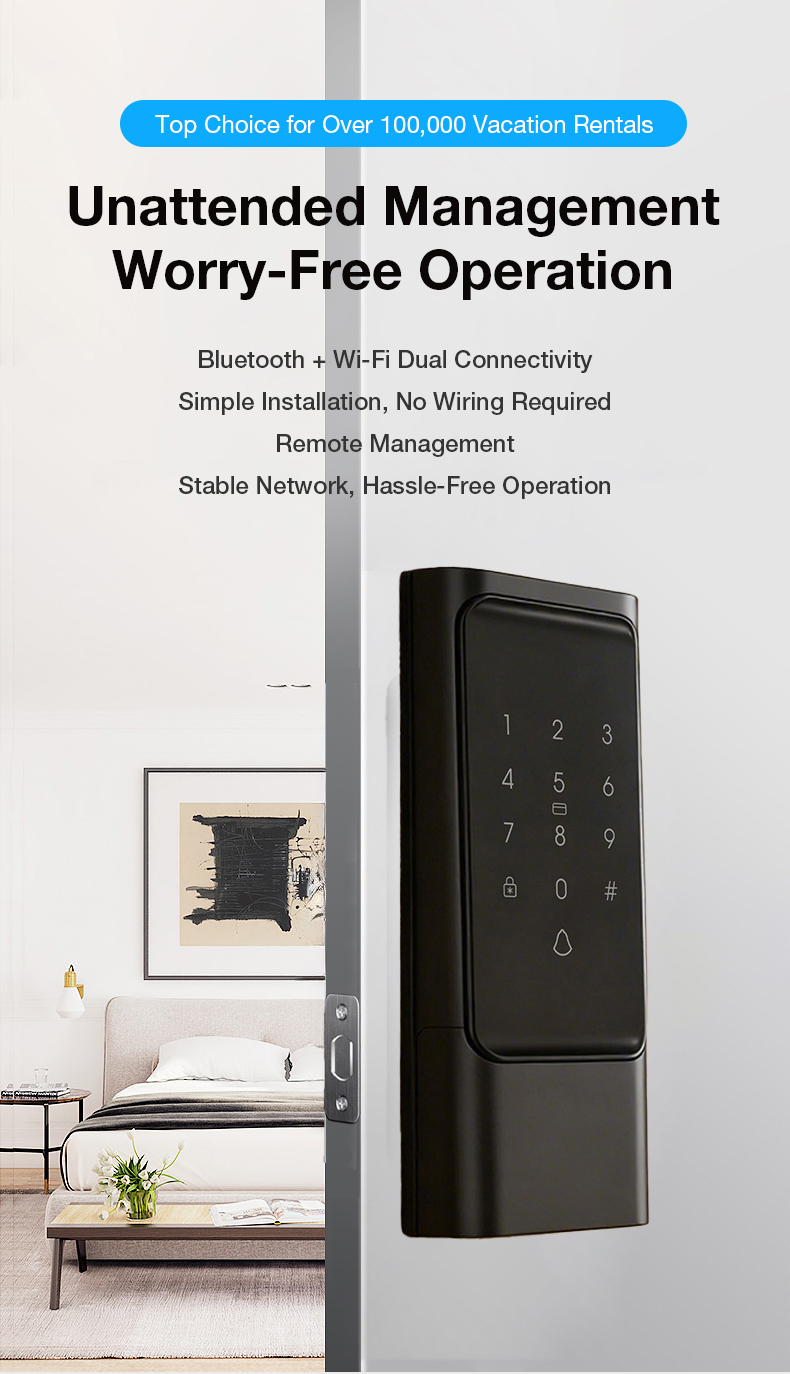Vanviot ZT-H2 Affordable Smart Lock for Airbnb - PMS/OTA Sync, No Gateway, Keyless Entry