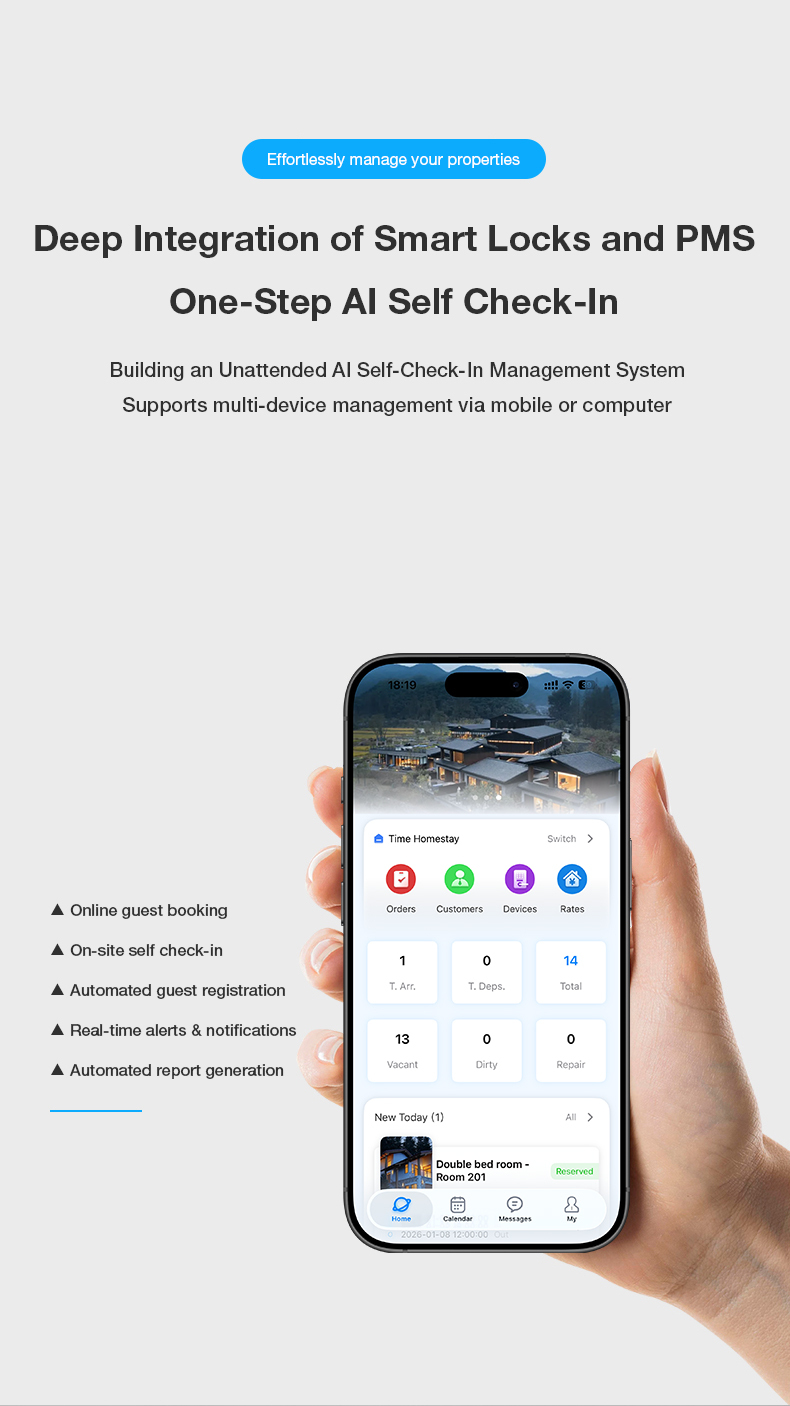 Vanviot ZT- S1 Affordable Smart Lock for Vacation Rentals - PMS Integration, OTA Sync (Airbnb/Booking), Keyless Entry & Dual Connectivity
