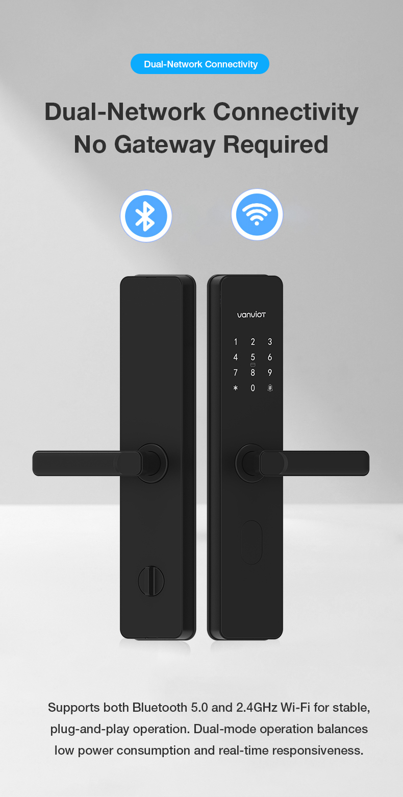 Vanviot ZT- S1 Affordable Smart Lock for Vacation Rentals - PMS Integration, OTA Sync (Airbnb/Booking), Keyless Entry & Dual Connectivity
