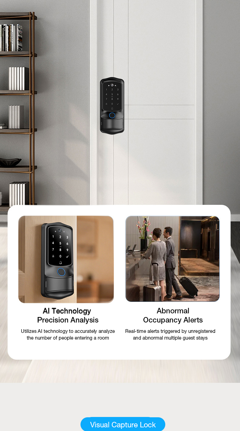 VanviotZT- H1 Pro Smart Lock for Airbnb & Vacation Rentals - AI People Counting, Visual Doorbell Camera, PMS & OTA Integration, Keyless Entry Deadbolt for Hosts