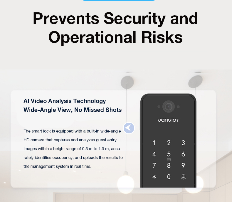 Vanviot ZT-S1 Pro AI Visual Capture Smart Lock for Airbnb - People Counting, Real-Time Alerts, PMS/OTA Sync, No Gateway