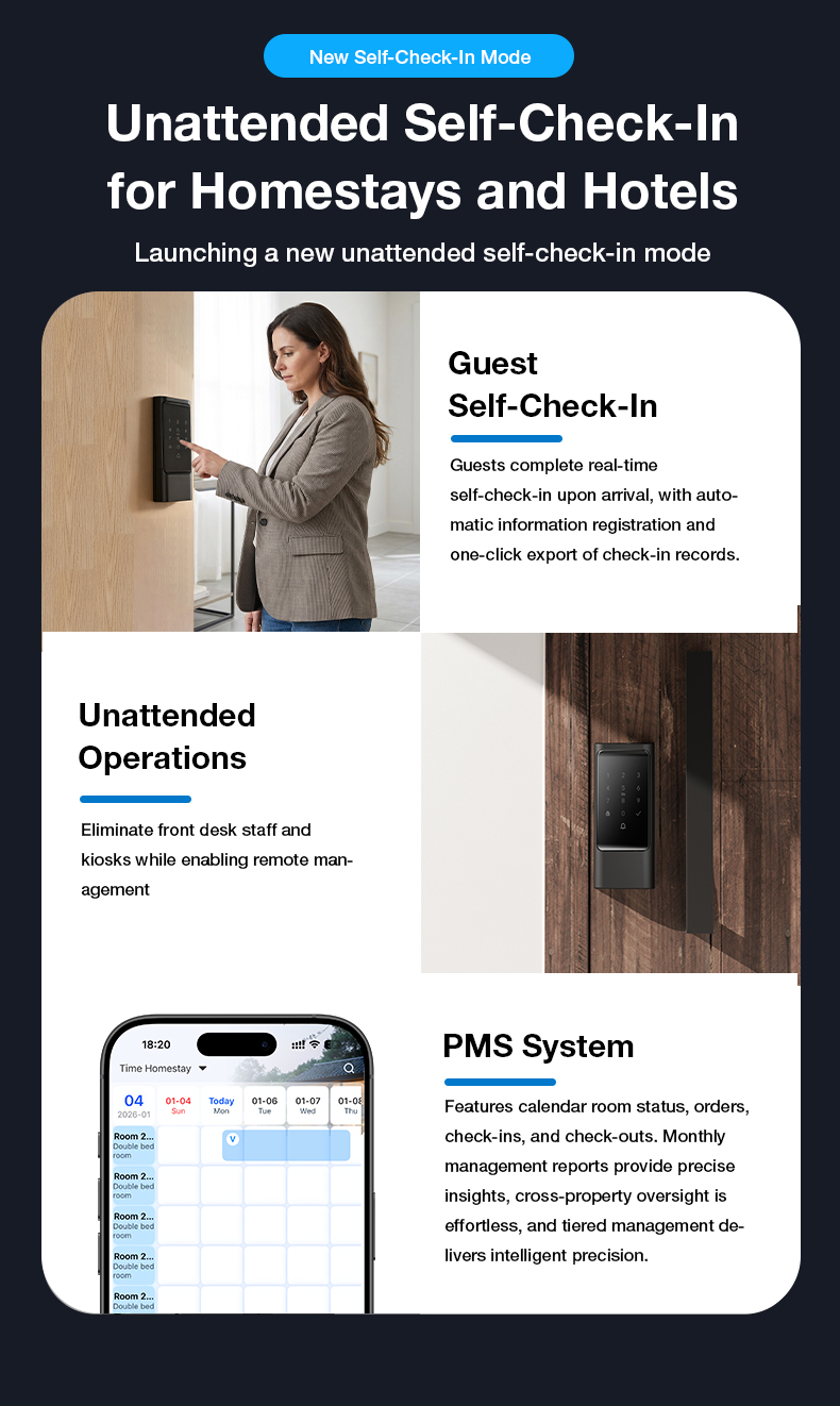 Vanviot ZT-H2 Affordable Smart Lock for Airbnb - PMS/OTA Sync, No Gateway, Keyless Entry