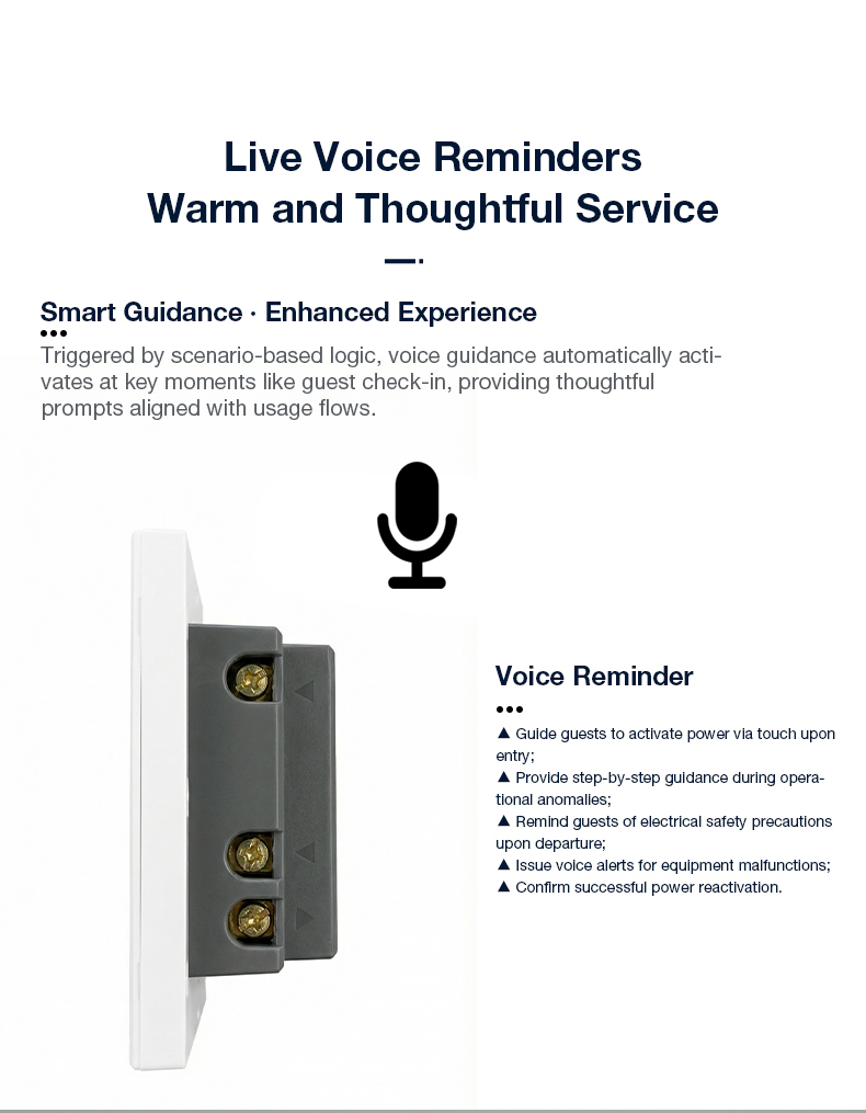 Premium Keyless Touch Power Switch 86 Type （60A） - High Power Smart Energy Saver for Airbnb, Auto Power Cut with Voice Reminder