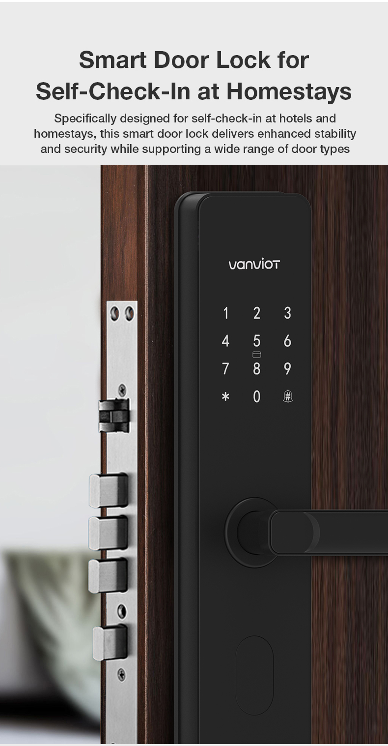 Vanviot ZT- S1 Affordable Smart Lock for Vacation Rentals - PMS Integration, OTA Sync (Airbnb/Booking), Keyless Entry & Dual Connectivity