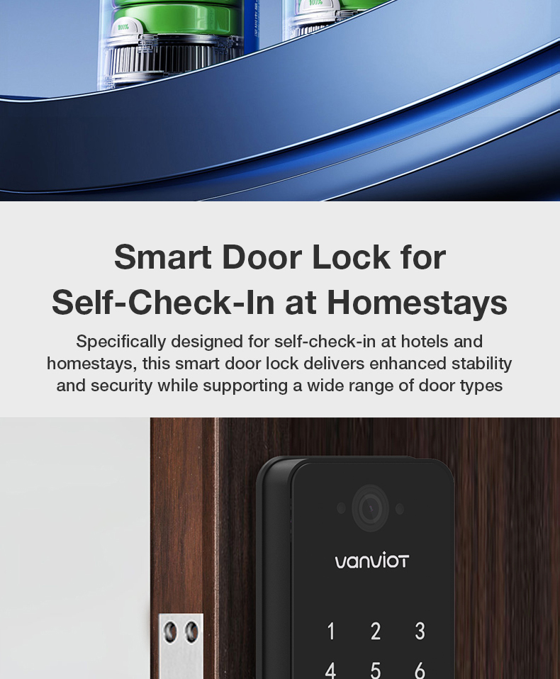 Vanviot ZT-S1 Pro AI Visual Capture Smart Lock for Airbnb - People Counting, Real-Time Alerts, PMS/OTA Sync, No Gateway