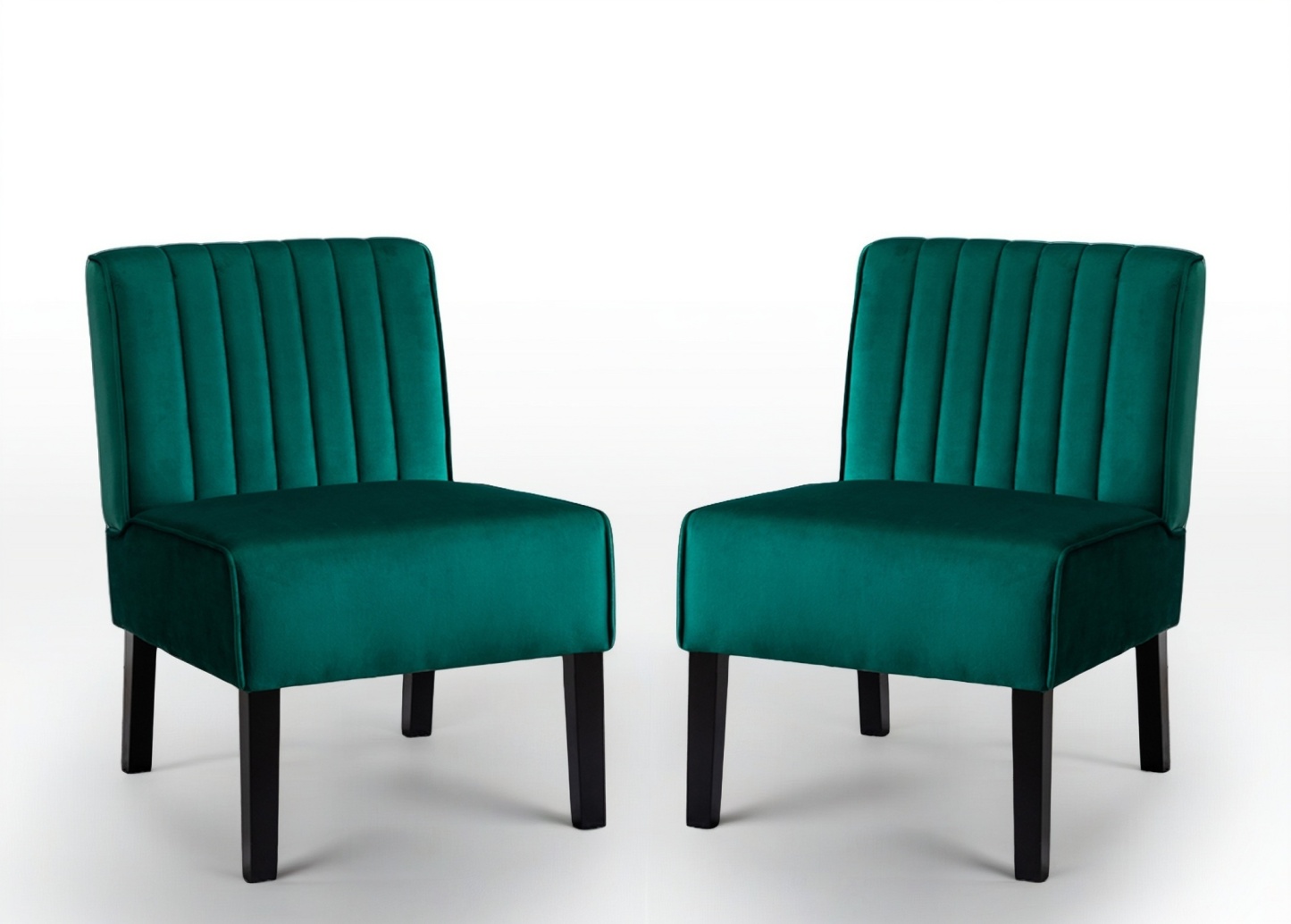 Reese Mid Century Modern Accent Chairs Set of 2 with Minimalist Design, Elegant Velvet Upholstery and Solid Wood Legs, Ideal for Living Room or Bedroom, Green
