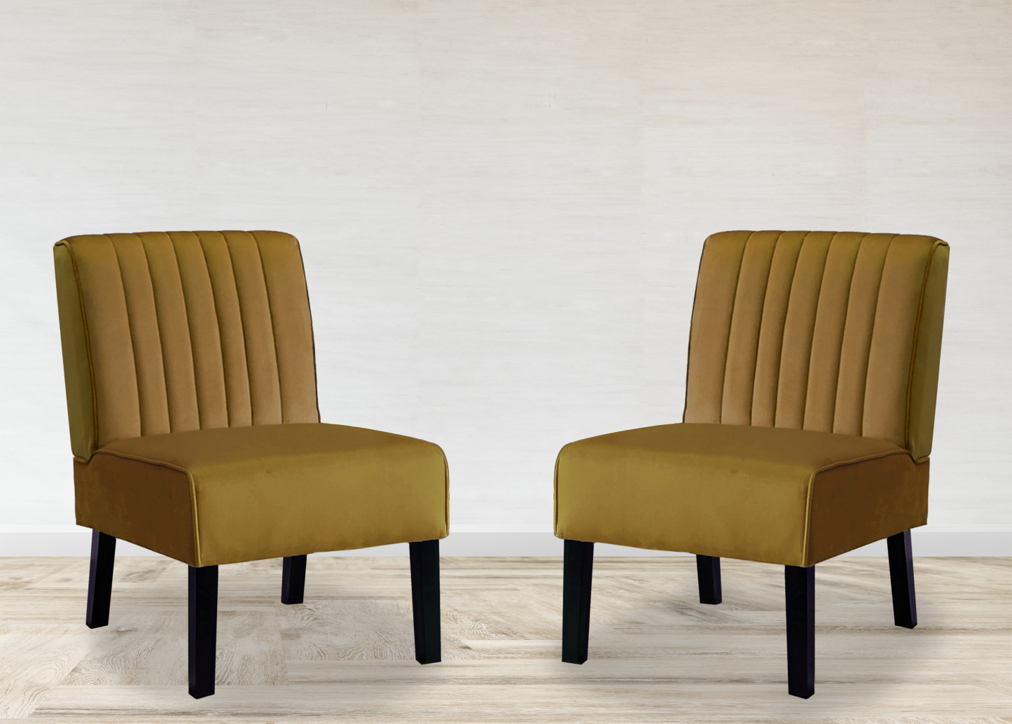 Reese Mid Century Modern Accent Chairs Set of 2 with Minimalist Design, Elegant Velvet Upholstery and Solid Wood Legs, Ideal for Living Room or Bedroom, Green