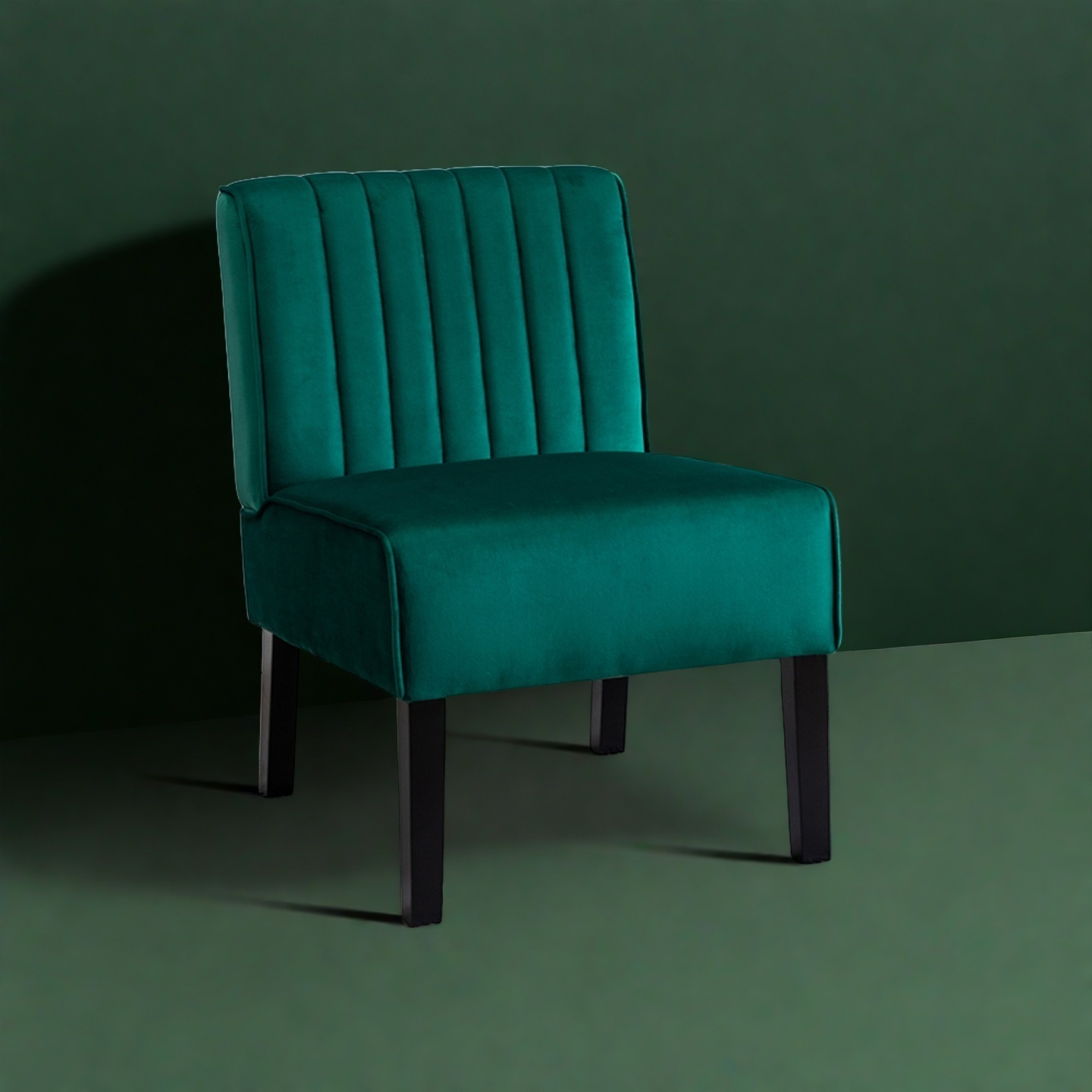 Reese Mid Century Modern Accent Chairs Set of 2 with Minimalist Design, Elegant Velvet Upholstery and Solid Wood Legs, Ideal for Living Room or Bedroom, Green