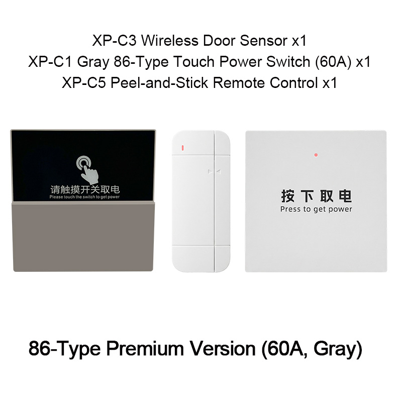 Premium Keyless Touch Power Switch 86 Type （60A） - High Power Smart Energy Saver for Airbnb, Auto Power Cut with Voice Reminder