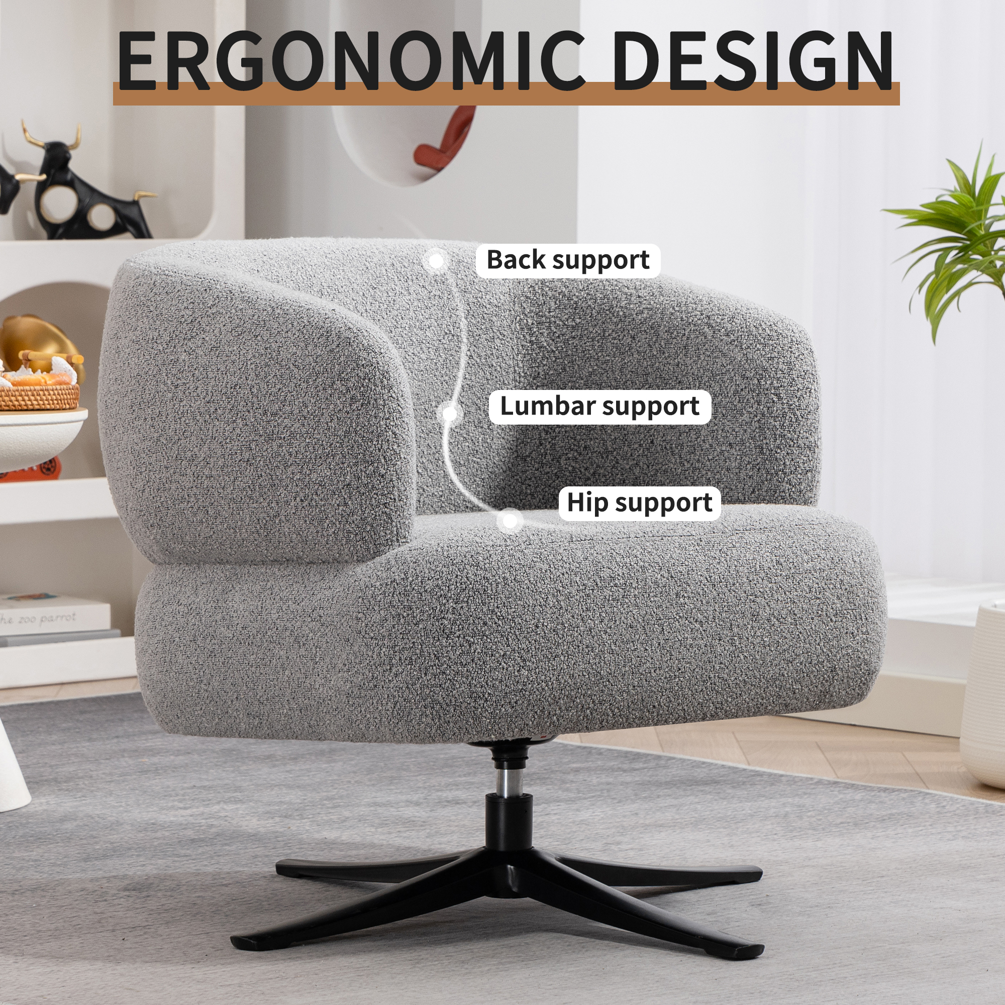 Cuddle-style leisure swivel sofa chair, suitable for balconies, studies and living rooms