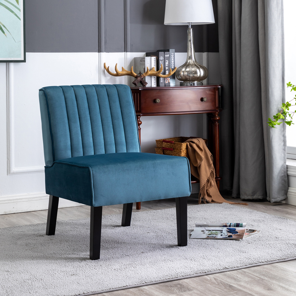 Reese Mid Century Modern Accent Chairs Set of 2 with Minimalist Design, Elegant Velvet Upholstery and Solid Wood Legs, Ideal for Living Room or Bedroom, Green