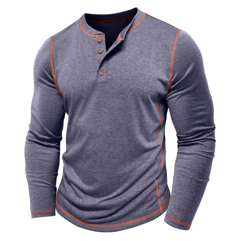 Men's Outdoor Contrast Color Crew Neck Long Sleeve T-shirt