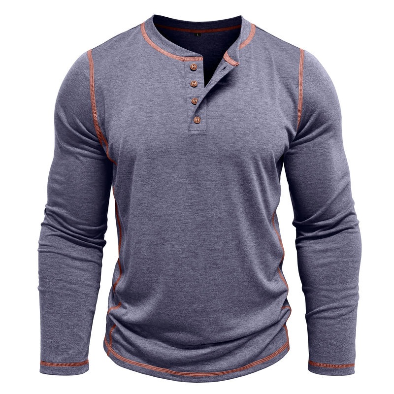 Men's Outdoor Contrast Color Crew Neck Long Sleeve T-shirt
