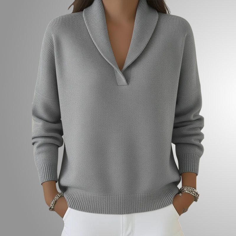 Last Day 70% Off - Elegant 80s Shawl Collar Solid Color Pullover Sweater Top