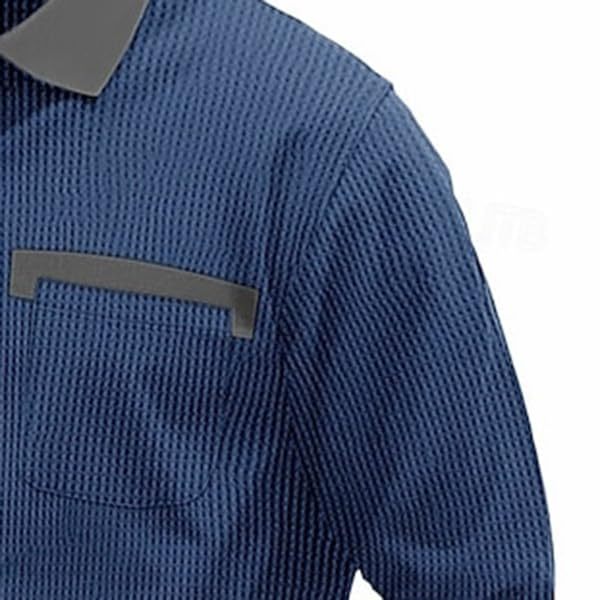 Men's Long Sleeve Waffle Polo Shirt Quarter 