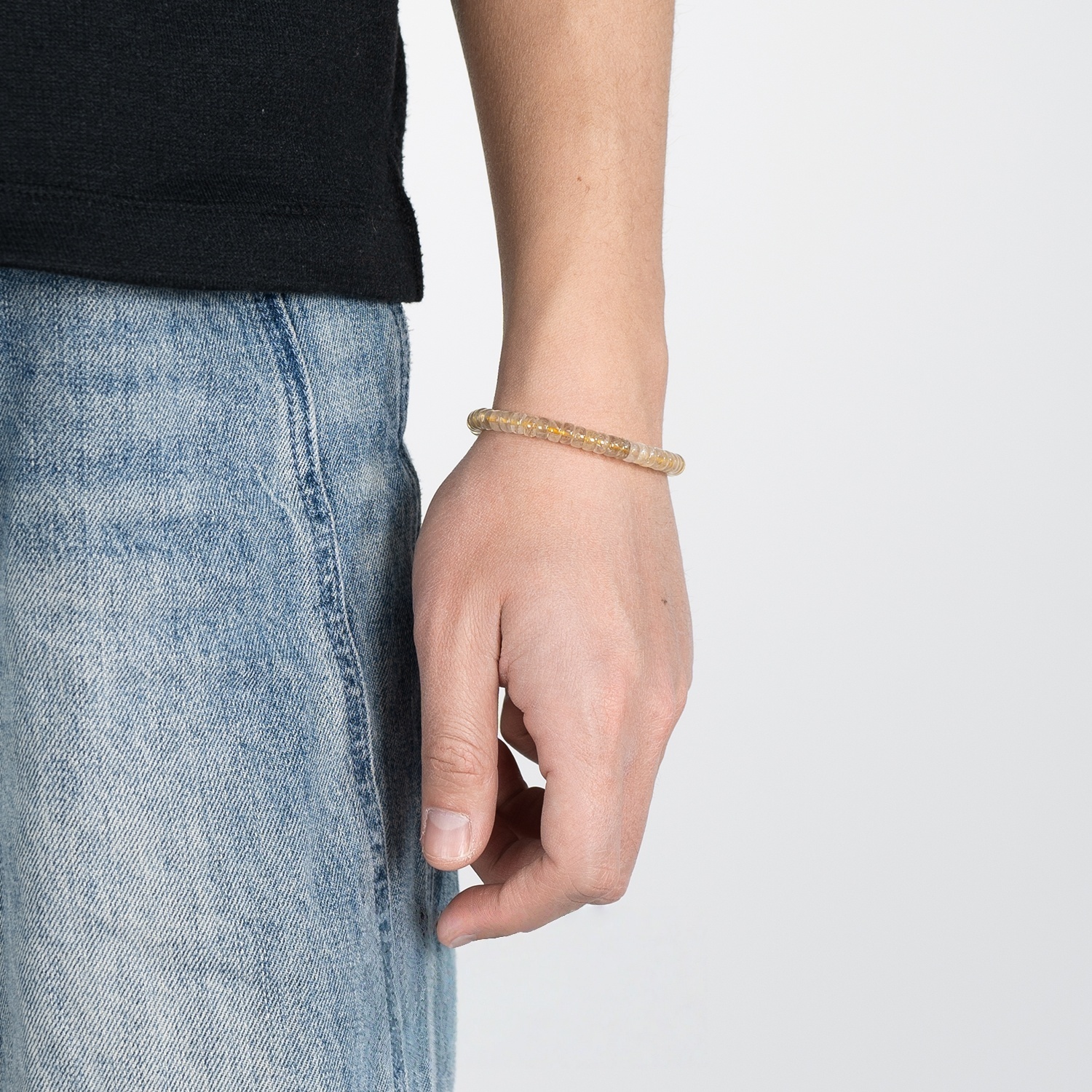 Manifestation Power Bracelet in Gold - Rutilated Quartz & Citrine for Wealth & Abundance