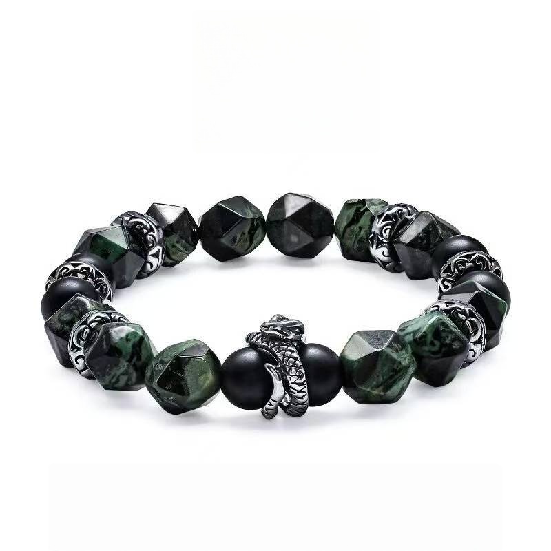 Armor Against Darkness: Zebra Stone and Black Onyx Men's Bracelet