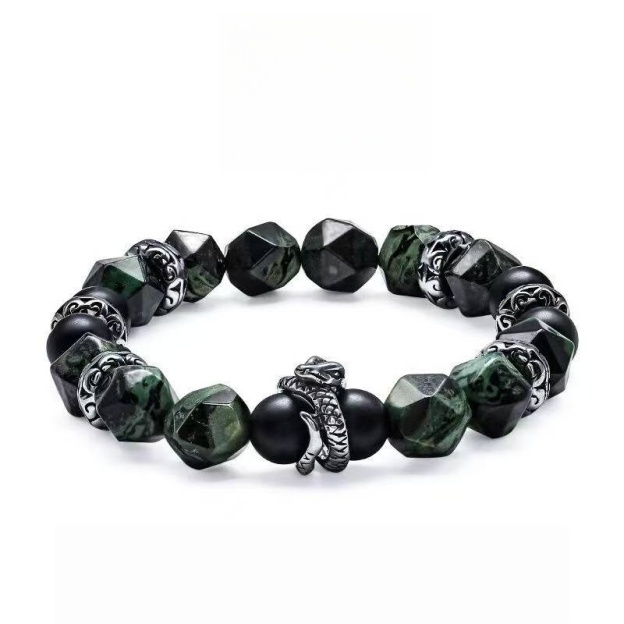 Armor Against Darkness: Zebra Stone and Black Onyx Men's Bracelet