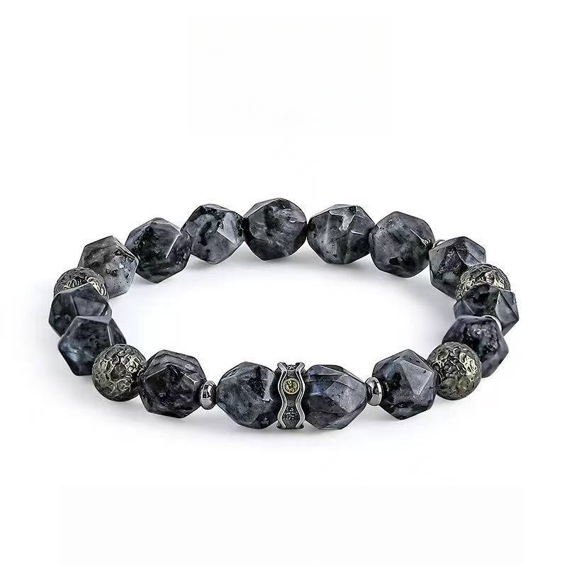 Retro Punk Black Obsidian Bracelet for Men