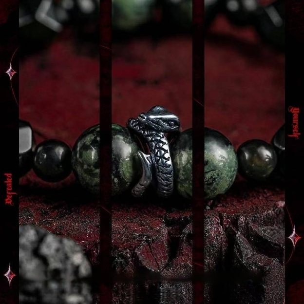 Onyx Serpent: Men's Black Obsidian Bracelet for Hope & Victory