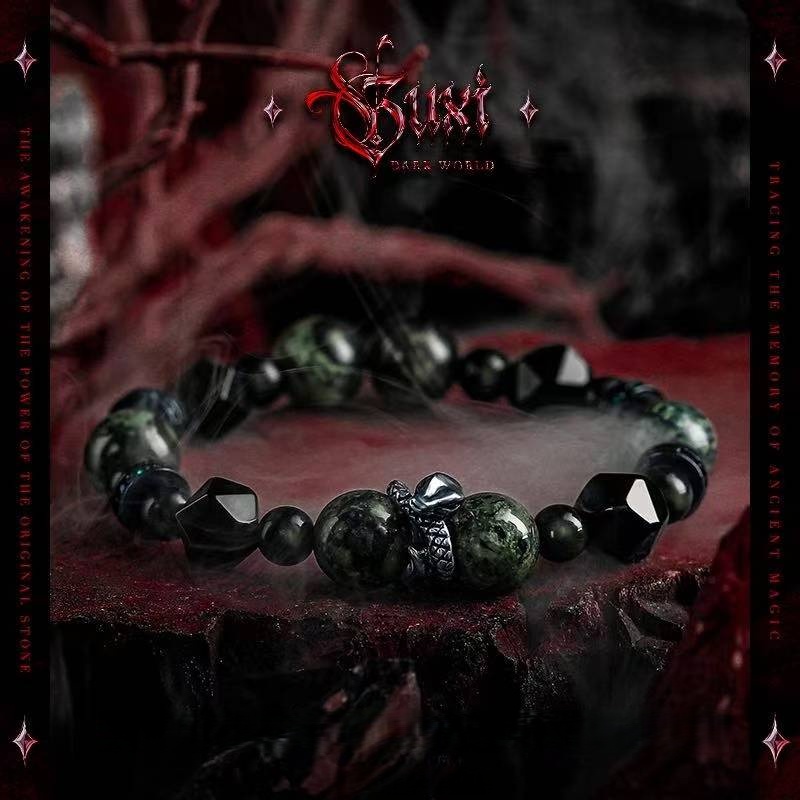 Onyx Serpent: Men's Black Obsidian Bracelet for Hope & Victory