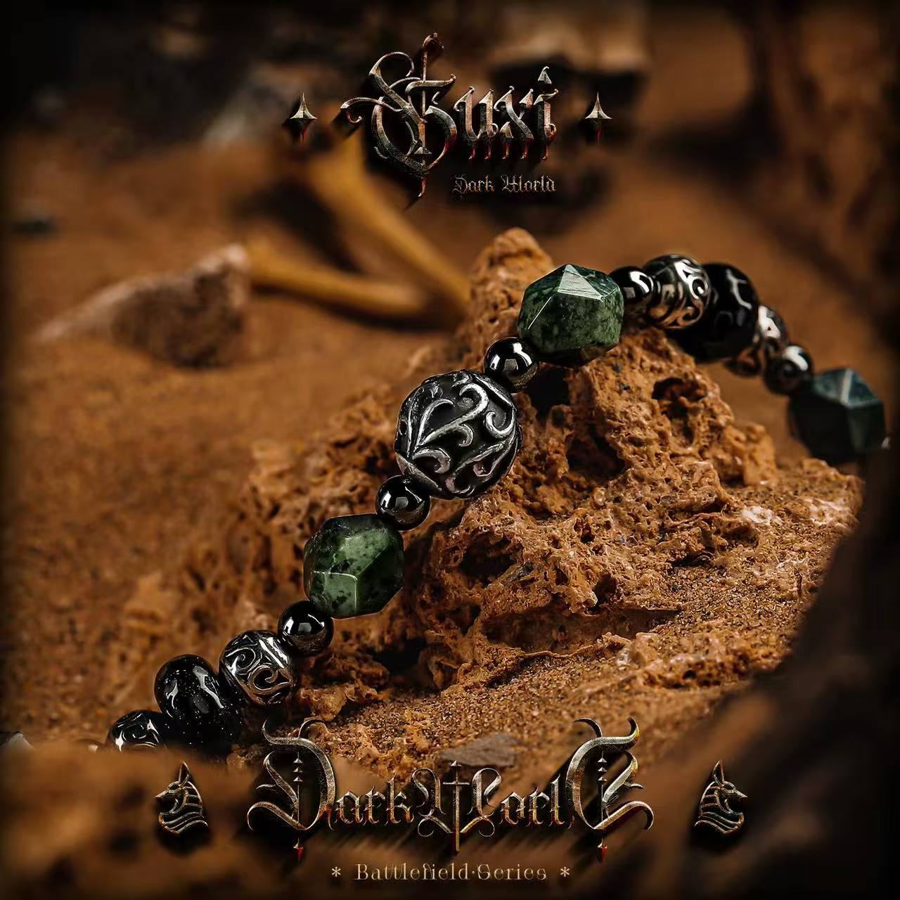 Primordial Sigil: Men's Retro Ravenstone & Onyx Bracelet