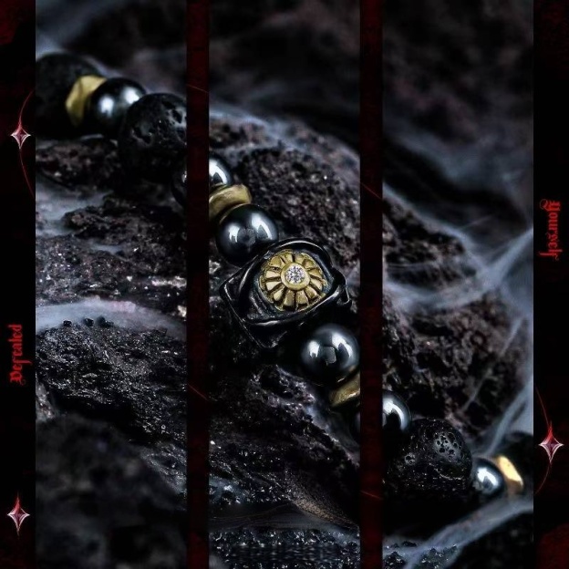 The Prosperity Monolith: Bracelet of Gold Sheen Obsidian & Meteorite for Wealth & Prestige