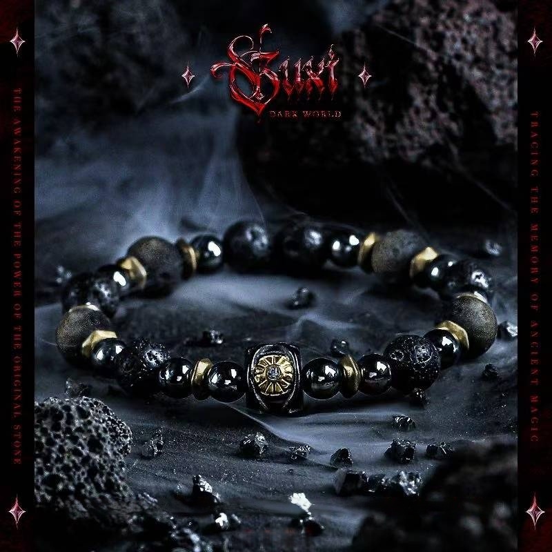 The Prosperity Monolith: Bracelet of Gold Sheen Obsidian & Meteorite for Wealth & Prestige