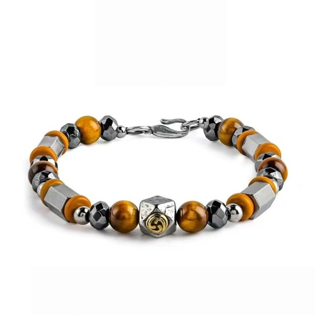 The Ancient Guardian: Vintage Tiger's Eye & Black Onyx Bracelet for Courage