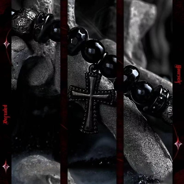 Victory's Anarchy: Punk Black Obsidian & Onyx Bracelet for Hope