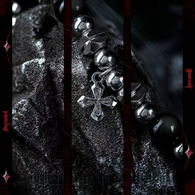 Faith's Armor: Black Obsidian & Cross Bracelet for Victory & Hope