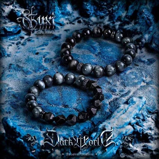 Men's Black Obsidian Eagle Eye Bracelet, Silver Accent Gothic Style for Resilience and Clarity