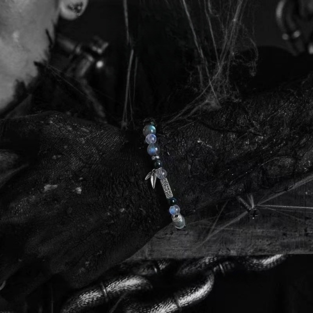 The Moonlit Ascent: Men's Moonstone & Blue Tiger Eye Bracelet for Hope & Triumph